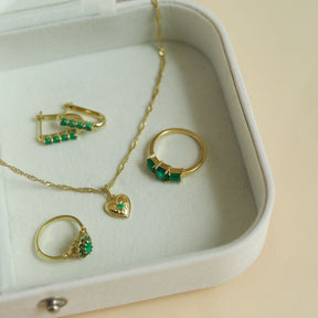 Green Onyx Pavé Hoops